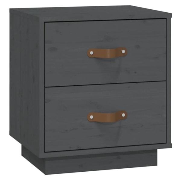 vidaXL Sängbord 2 st grå 40x34x45 cm massivt furu Grå