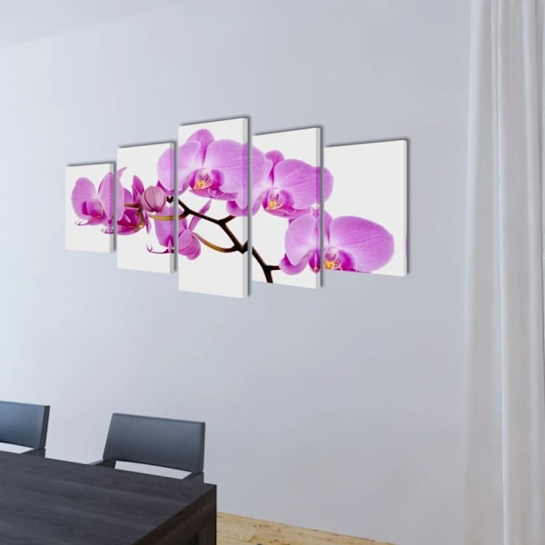 vidaXL Uppsättning väggbonader på duk: orkidé 200 x 100 cm multifärg