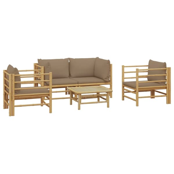 vidaXL Loungegrupp 5 delar taupe dynor bambu Brun