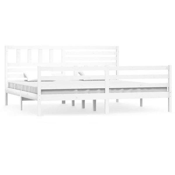 vidaXL Sängram vit massivt trä 200x200 cm Vit
