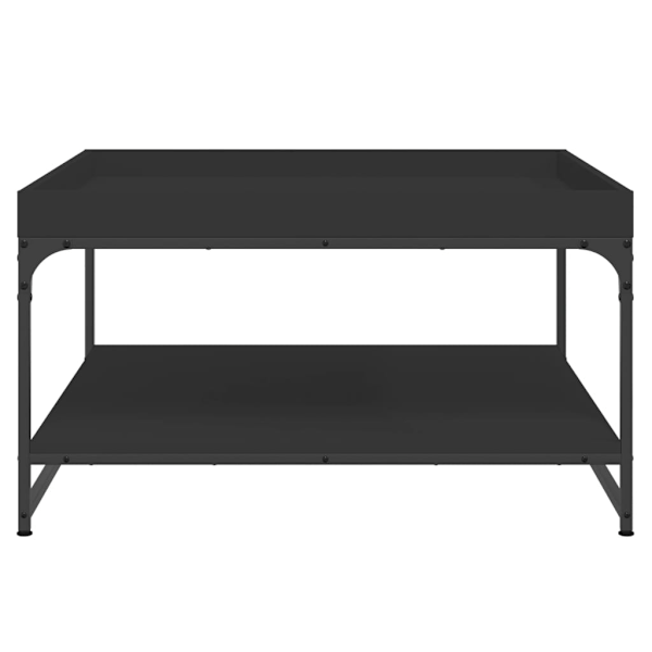 vidaXL Soffbord svart 80x80x45 cm konstruerat trä och järn Svart