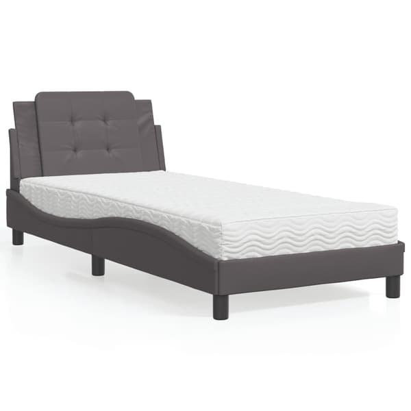 vidaXL Säng med madrass grå 90x190 cm konstläder Grå