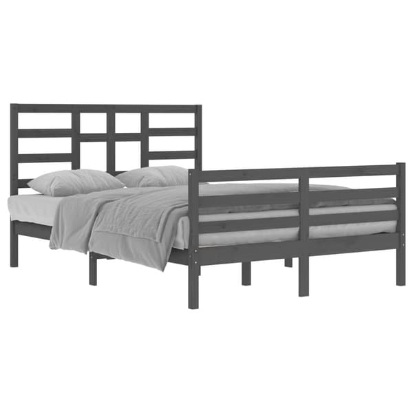 vidaXL Sängram grå massivt trä 140x190 cm Grå