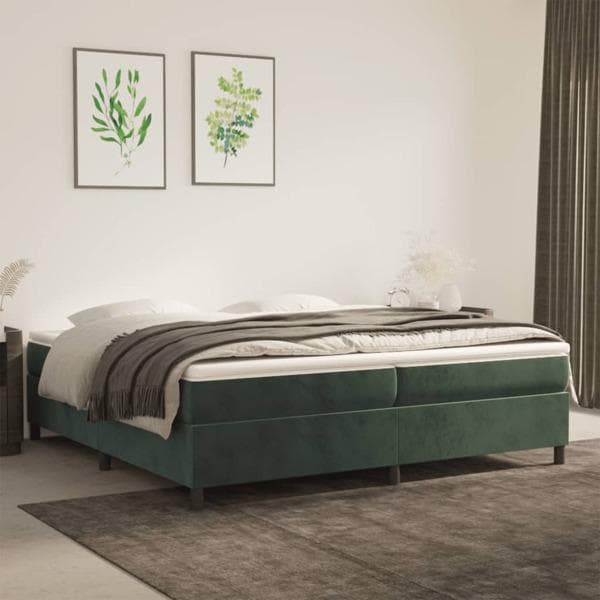 vidaXL Ramsäng mörkgrön 200x200 cm sammet Grön