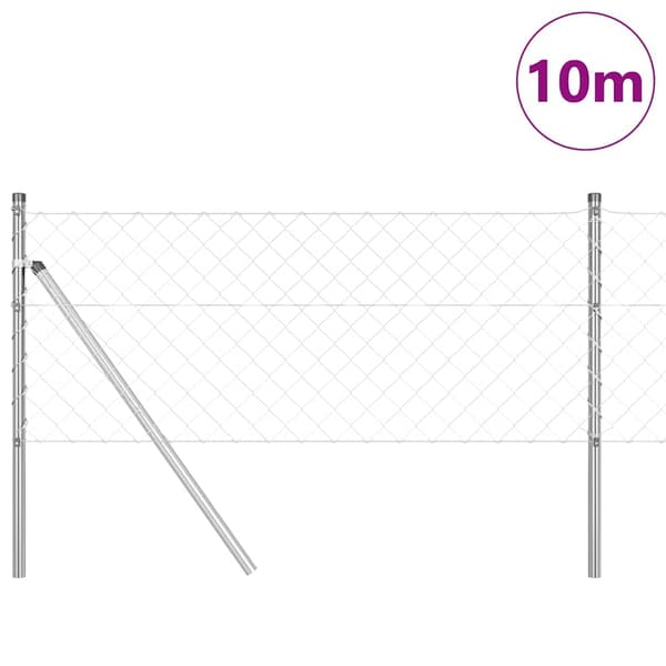 vidaXL Kedjehängd Stängsel Markfix 10 x 0,4 m Galvaniserat stål Silver Silver