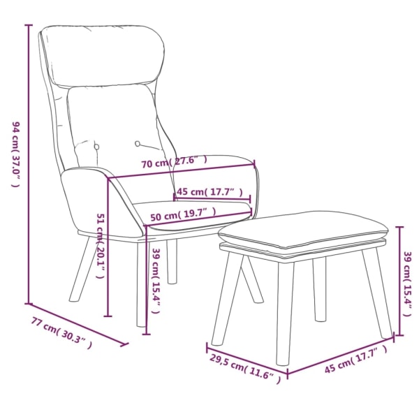 vidaXL Vilstol med fotpall taupe tyg Taupe