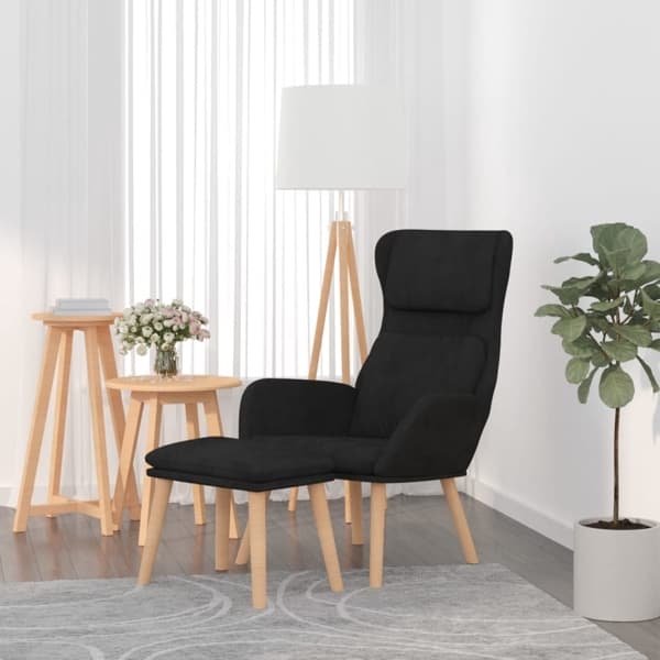 vidaXL Vilstol med fotpall svart sammet art