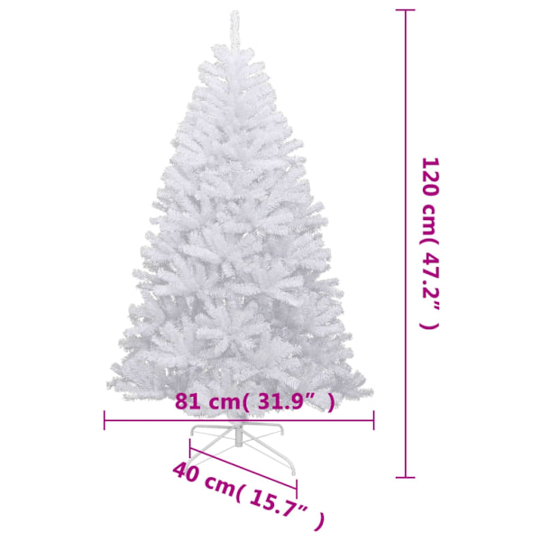 vidaXL Plastgran med snö gångjärn 120 cm Vit