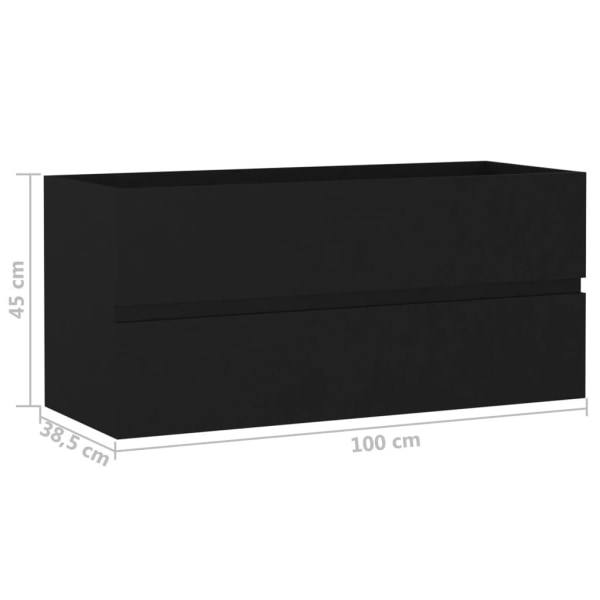 vidaXL Tvättställsskåp svart 100x38,5x45 cm spånskiva Svart