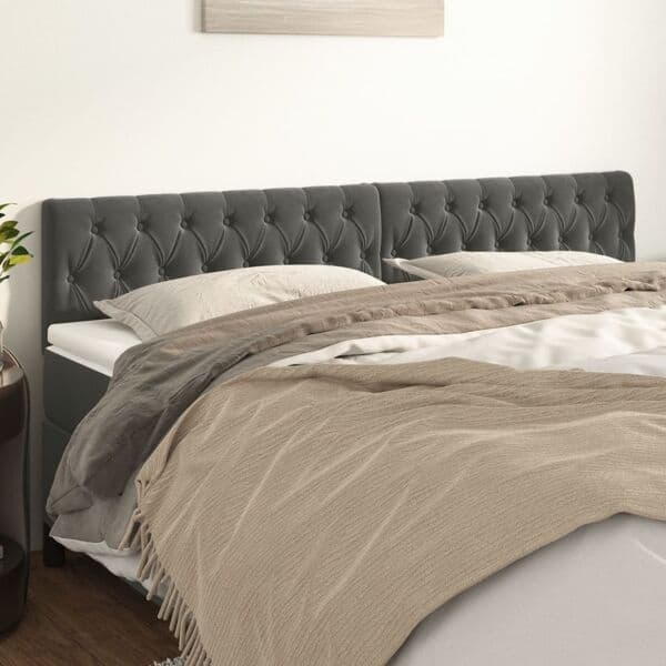 vidaXL Huvudgavlar 2 st mörkgrå 90x7x78/88 cm sammet Grå