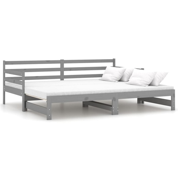 vidaXL Dagbädd utdragbar grå massiv furu 2x(90x200) cm grå