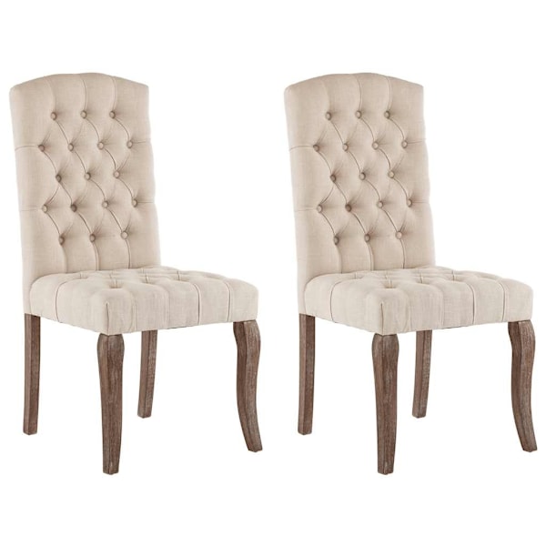 vidaXL Matstolar 2 st beige linnedesign tyg Beige