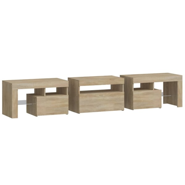 vidaXL Tv-bänk med LED-belysning sonoma ek 200x36,5x40 cm Brun