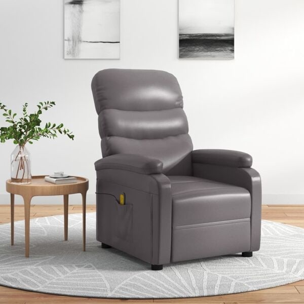 vidaXL Massagefåtölj grå konstläder grå