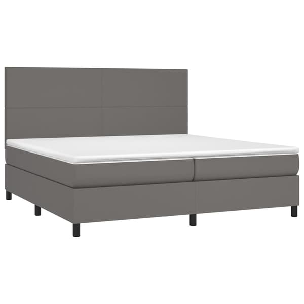 vidaXL Ramsäng med madrass grå 200x200 cm konstläder Grå