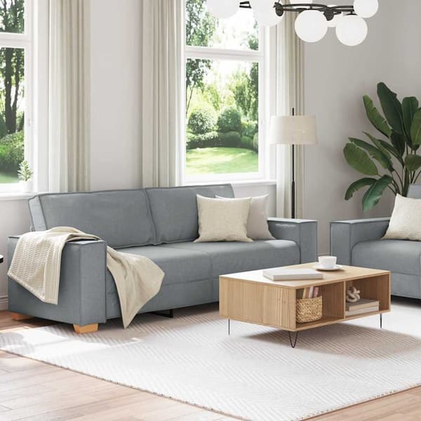 vidaXL Soffgrupp med dynor 2 delar Ljusgrå tyg Grå