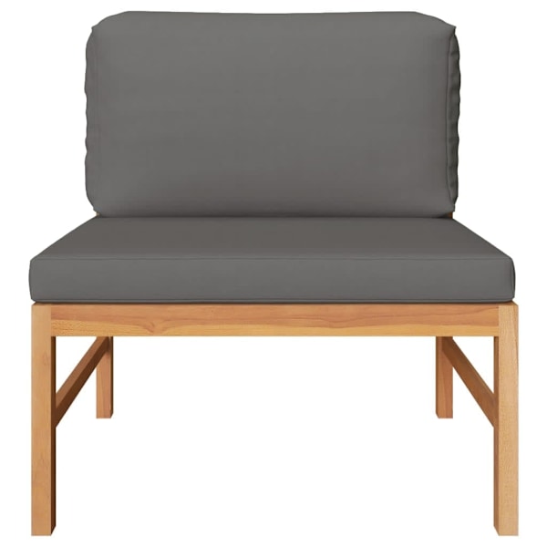vidaXL Loungeset för trädgården med mörkgråa dynor 3 delar teak grå
