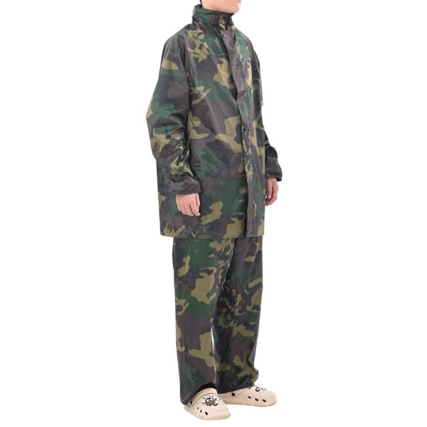 vidaXL Regnställ med Huva Herrar Tvådelat Camouflage XL Grön