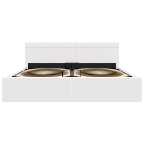 vidaXL Sängram hydraulisk förvaring utan madrass LEDs vit 180x200 cm Vit