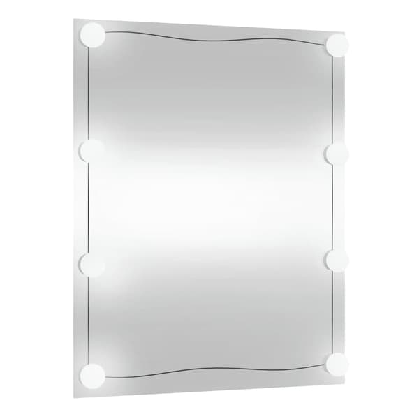 vidaXL Väggspegel med LED-belysning 50x60 cm glas rektangulär Silver