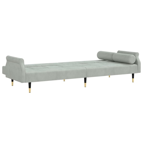 vidaXL Bäddsoffa med dynor ljusgrå sammet Grå