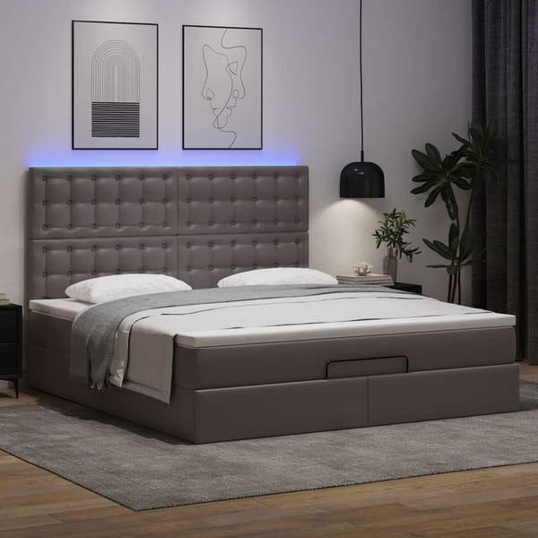 vidaXL Ottoman sängram med madrass grå 160x200 cm konstläder Grå