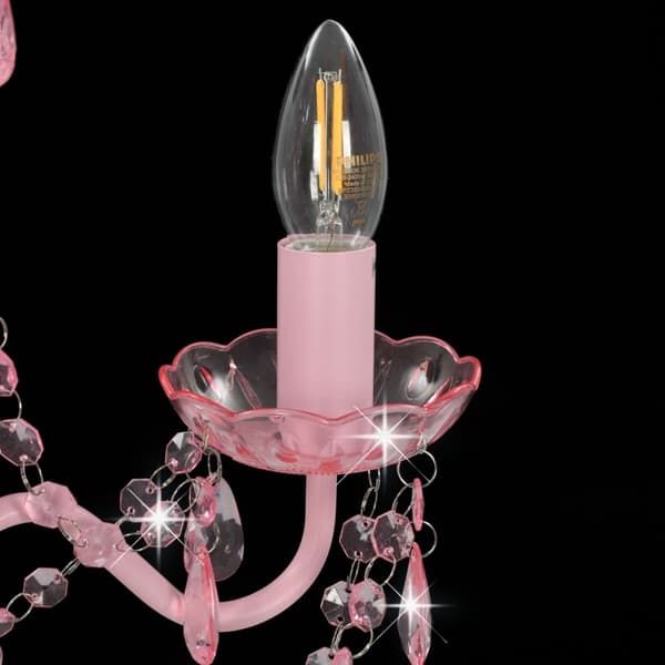 vidaXL Takkrona med pärlor rosa rund 3 x E14 Rosa