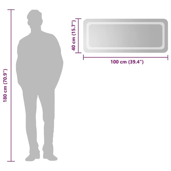 vidaXL Badrumsspegel LED 100x40 cm Transparent