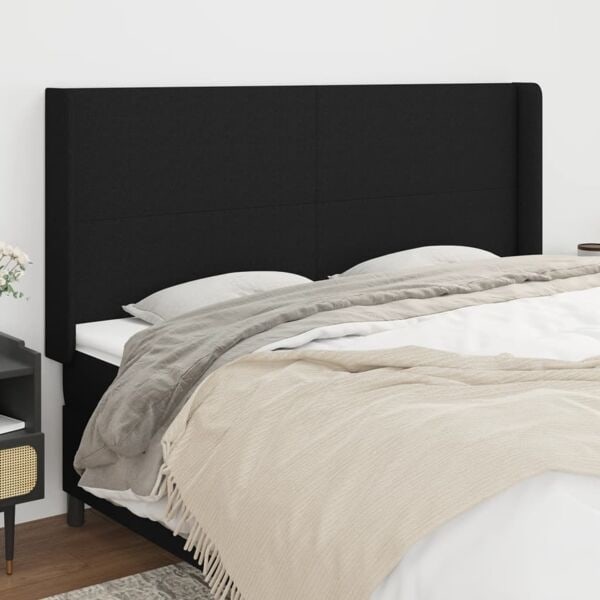 vidaXL Sänggavel med kanter svart 183x16x118/128 cm tyg Svart