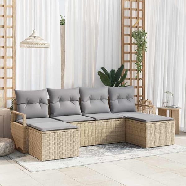vidaXL Soffset 6 st Beige konstrotting Beige