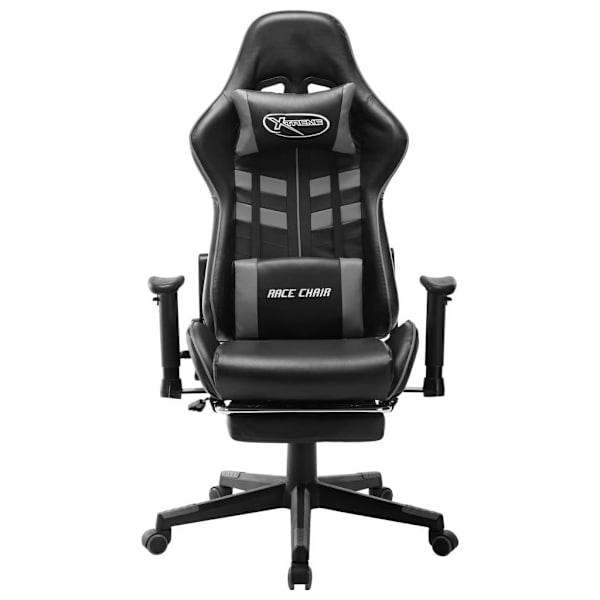 vidaXL Gamingstol med fotstöd svart och grå konstläder multifärg