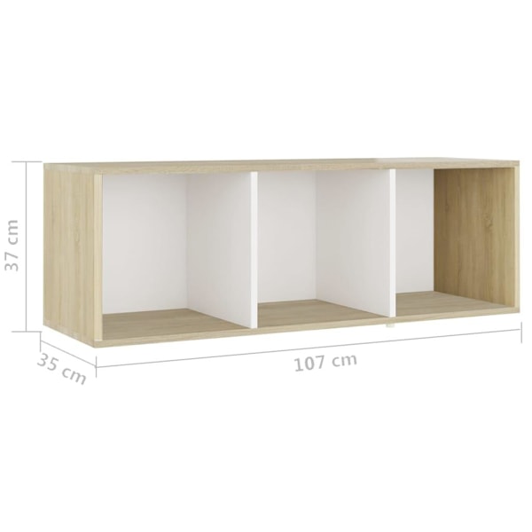 vidaXL TV-skåp 4 delar vit och sonoma-ek 107x35x37 cm konstruerat trä Vit