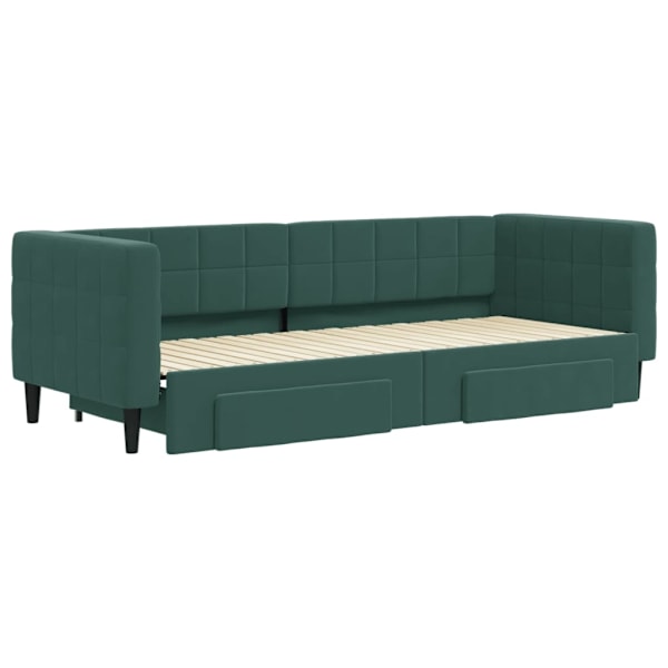 vidaXL Dagbädd utdragbar med lådor mörkgrön 80x200 cm sammet Grön