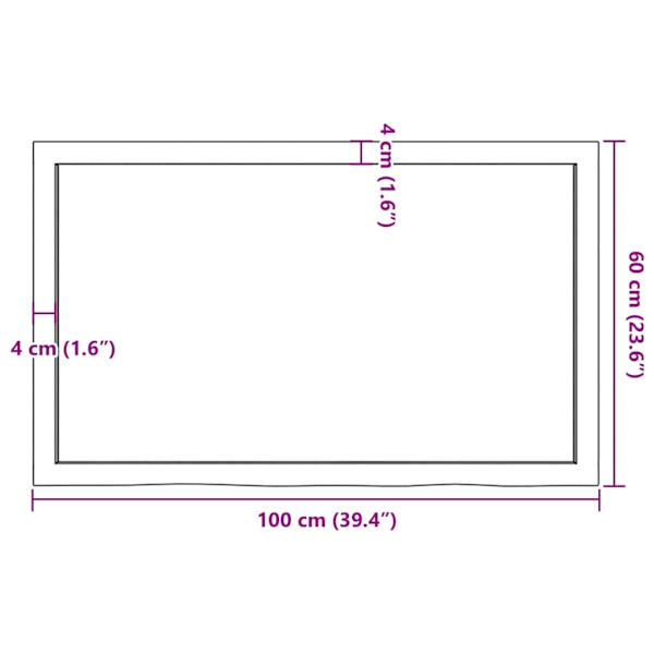 vidaXL Bordsskiva 100x60x(2-6) cm obehandlad massiv ek Brun