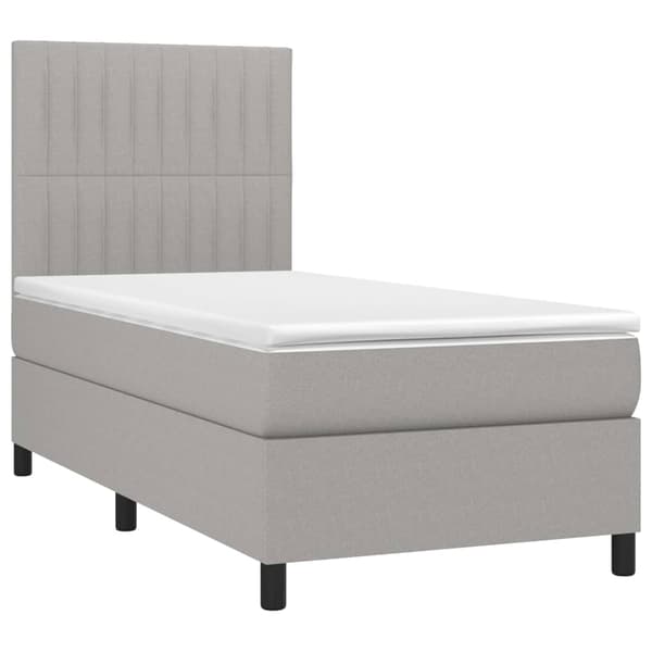 vidaXL Ramsäng med madrass ljusgrå 90x190 cm tyg Grå