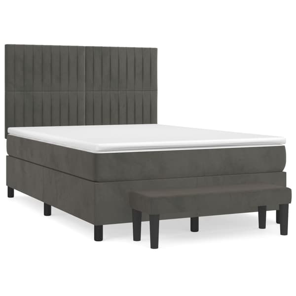vidaXL Ramsäng med madrass mörkgrå 140x200 cm sammet Grå