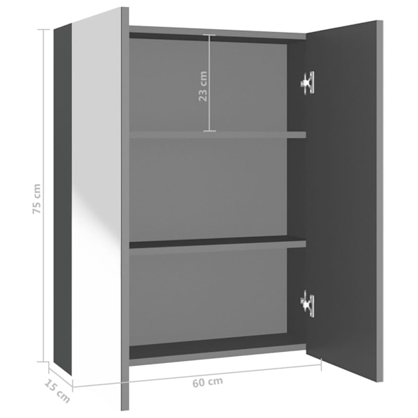 vidaXL Spegelskåp för badrum antracit 60x15x75 cm MDF Antracit