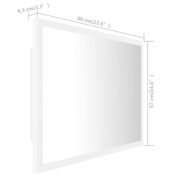 vidaXL Badrumsspegel med LED vit 60x8,5x37 cm akryl Vit