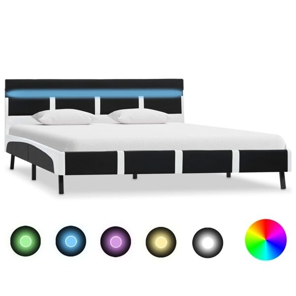 vidaXL Sängram med LED svart konstläder 160x200 cm Svart