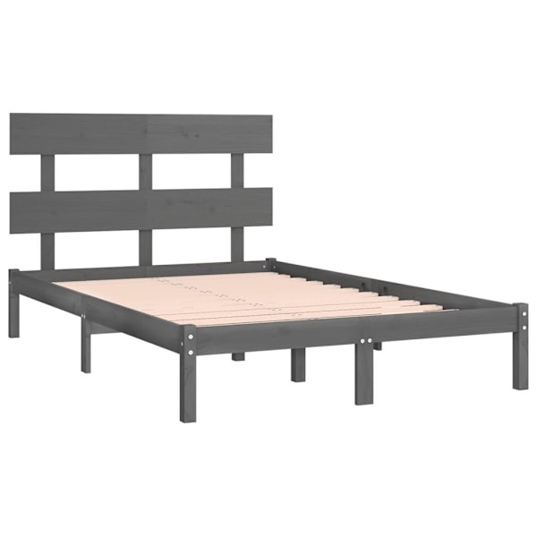 vidaXL Sängram grå massivt trä 200x200 cm Grå
