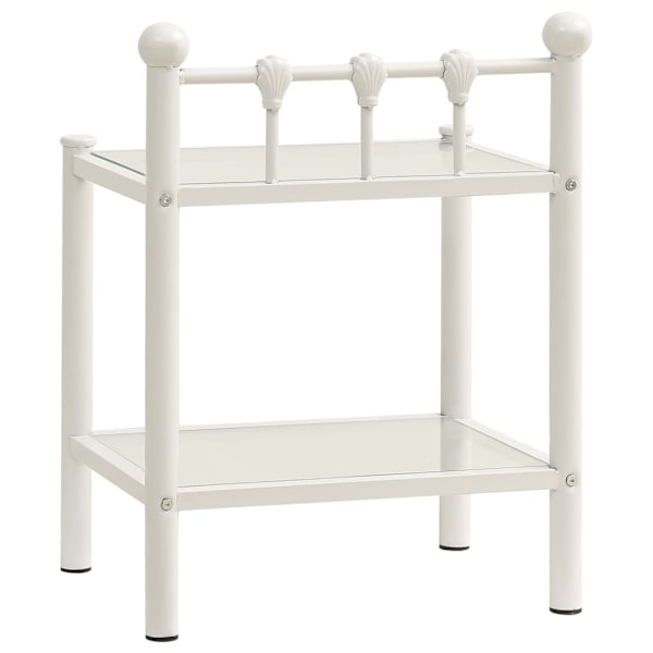vidaXL Sängbord vit och transparent 45x34x60,5 cm metall och glas Vit