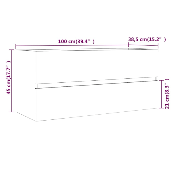vidaXL Handfatsskåp brun ek 100x38,5x45 cm konstruerat trä Brun