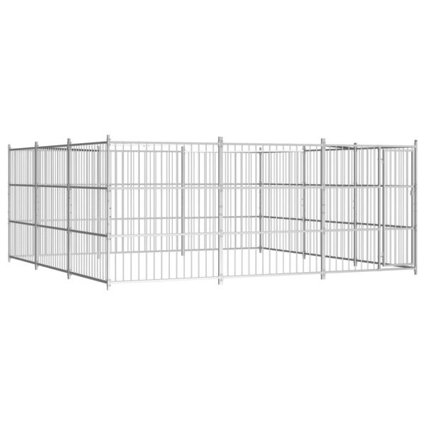 vidaXL Hundgård för utomhusbruk 450x450x185 cm Silver