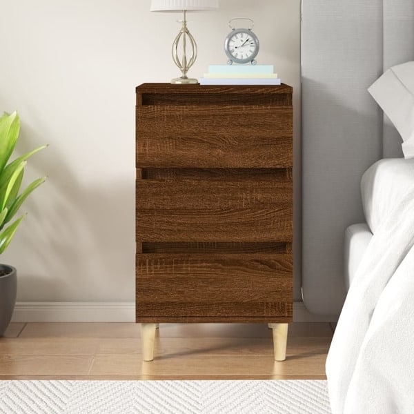 vidaXL Sängbord rökfärgad brun ek 40x35x70 cm konstruerat trä Brun