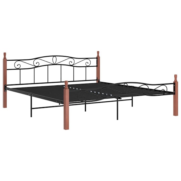 vidaXL Sängram svart metall och massiv ek 180x200 cm Svart