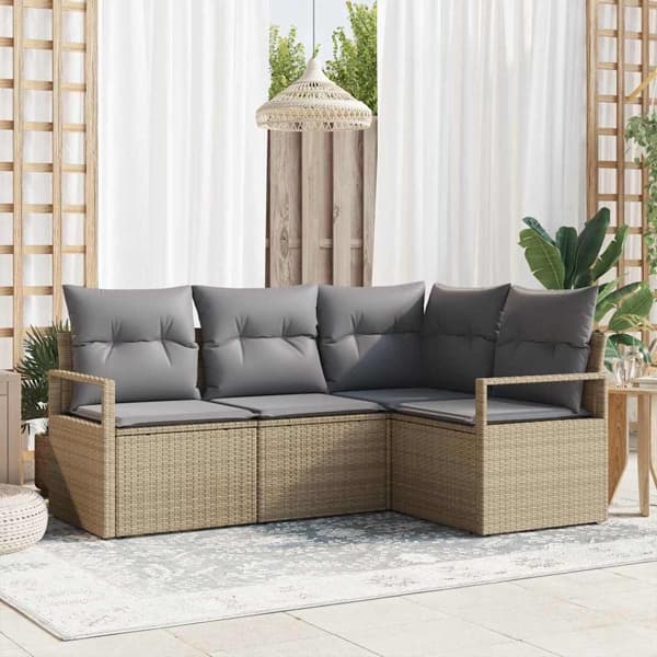 vidaXL Soffset 4 st Beige konstrotting Beige
