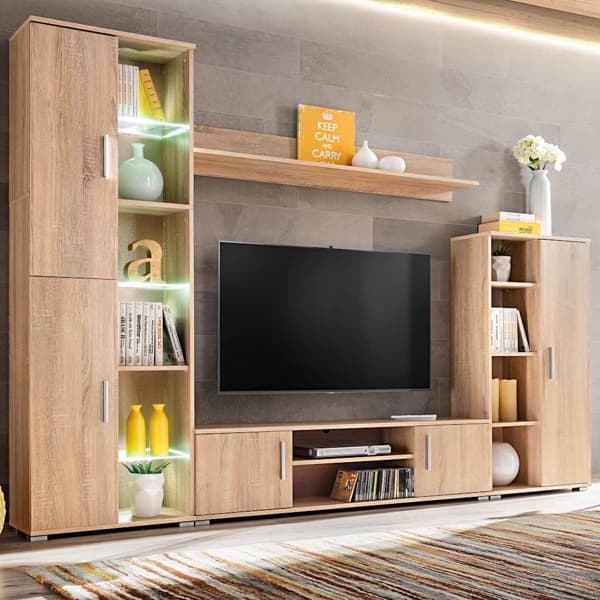 vidaXL TV-möbel med LED-belysning sonoma-ek Brun