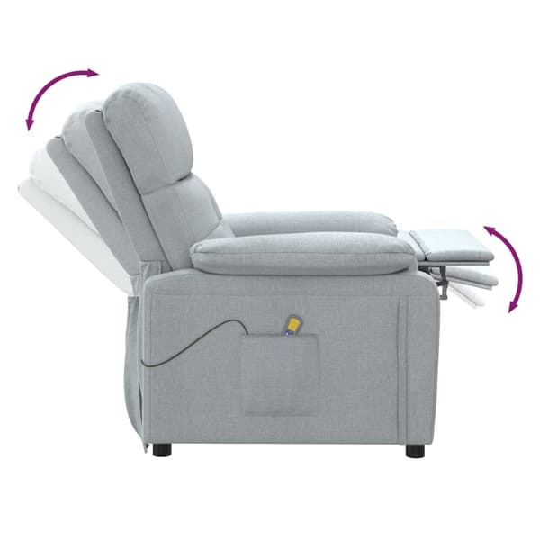 vidaXL Massagefåtölj ljusgrå tyg grå