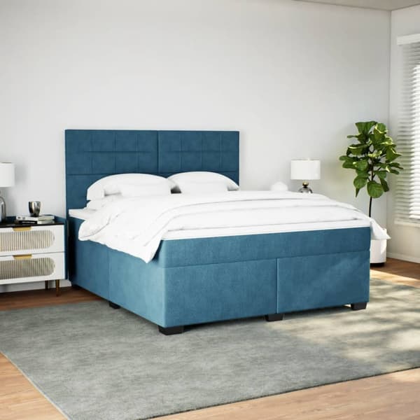 vidaXL Ramsäng med madrass blå 180x200 cm sammet Blå