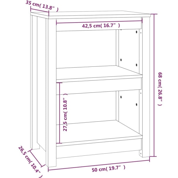 vidaXL Bokhylla vit 50x35x68 cm massiv furu Vit